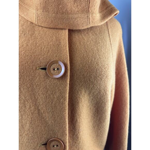 Geiger Austria Boiled Wool Coat Cardigan Jacket Hooded Button Orange Size 36 - Picture 4 of 16